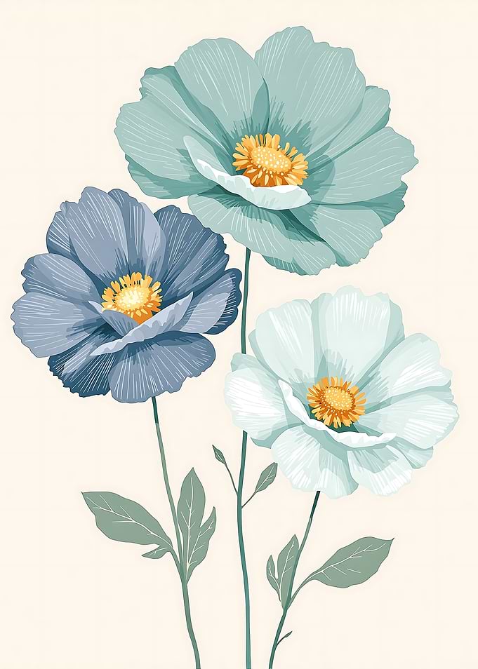 Blue and White Flowers
