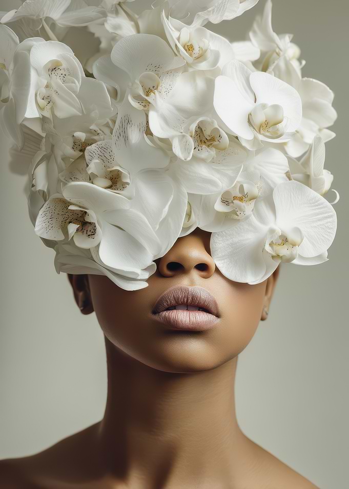 Woman with Orchid Mask