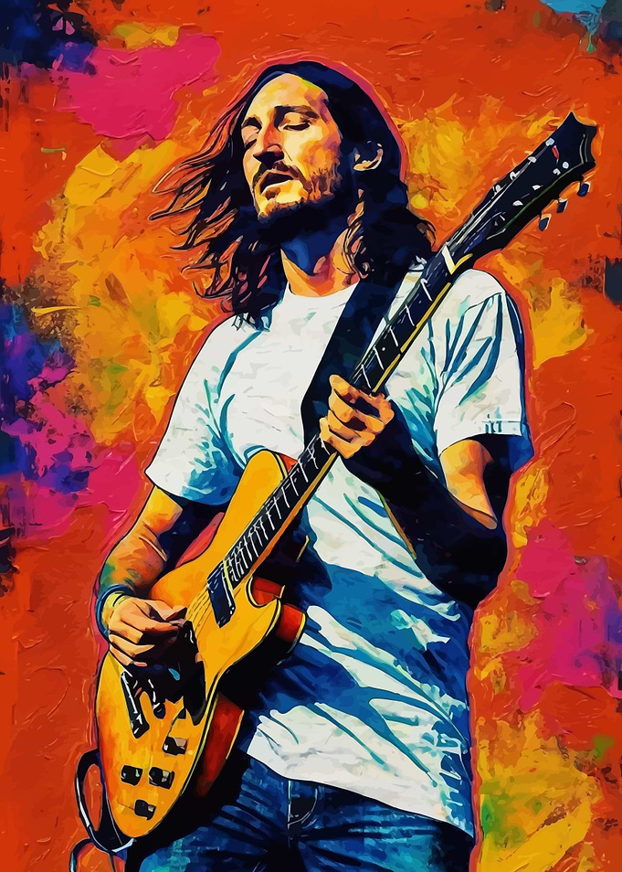 John 'Trickfinger' Frsciante Rockstar Guitarist Abstract Art