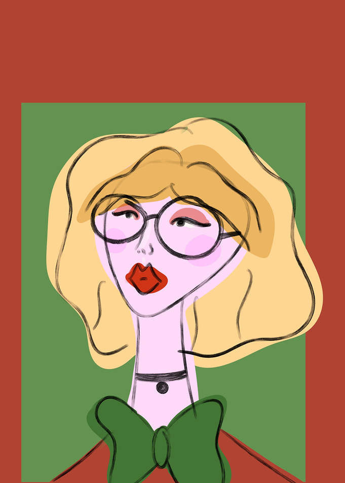 Woman with Glasses and Bow, stylized