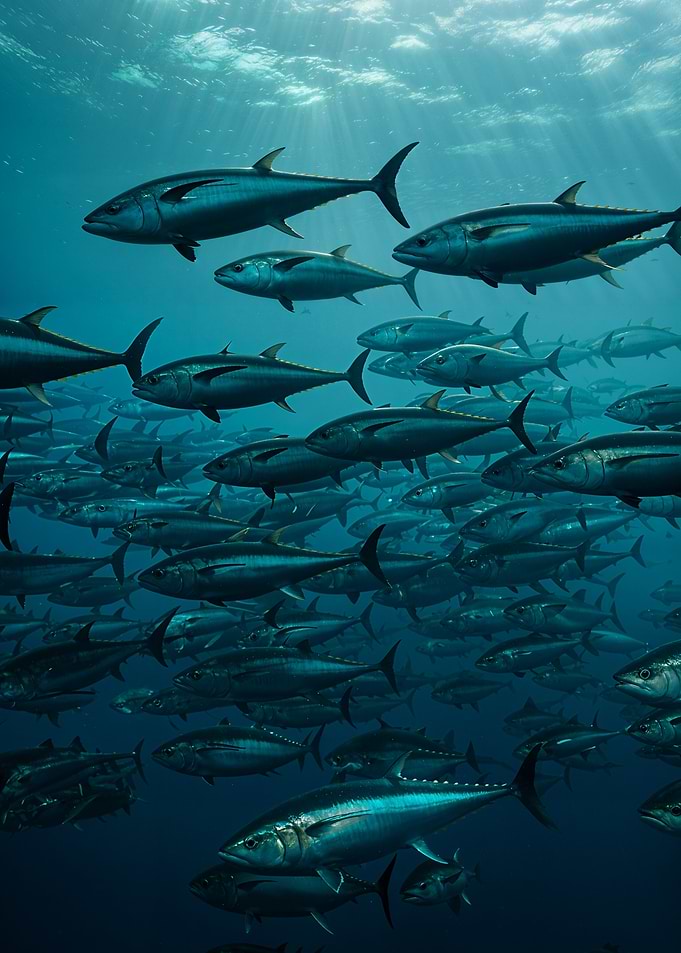 Tuna School Underwater