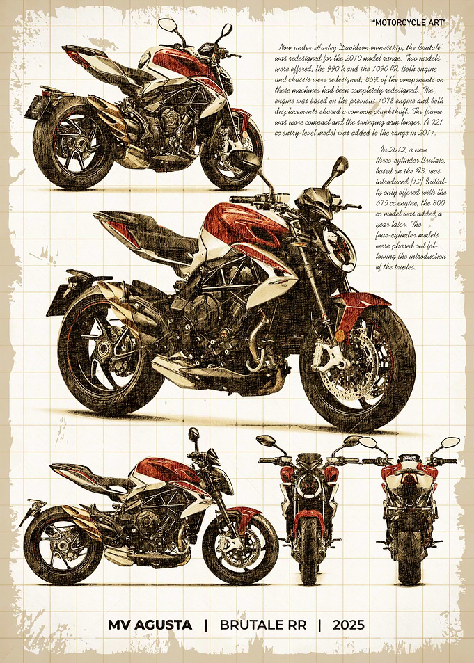 MV Agusta Brutale RR 2025 Blueprint Sketch
