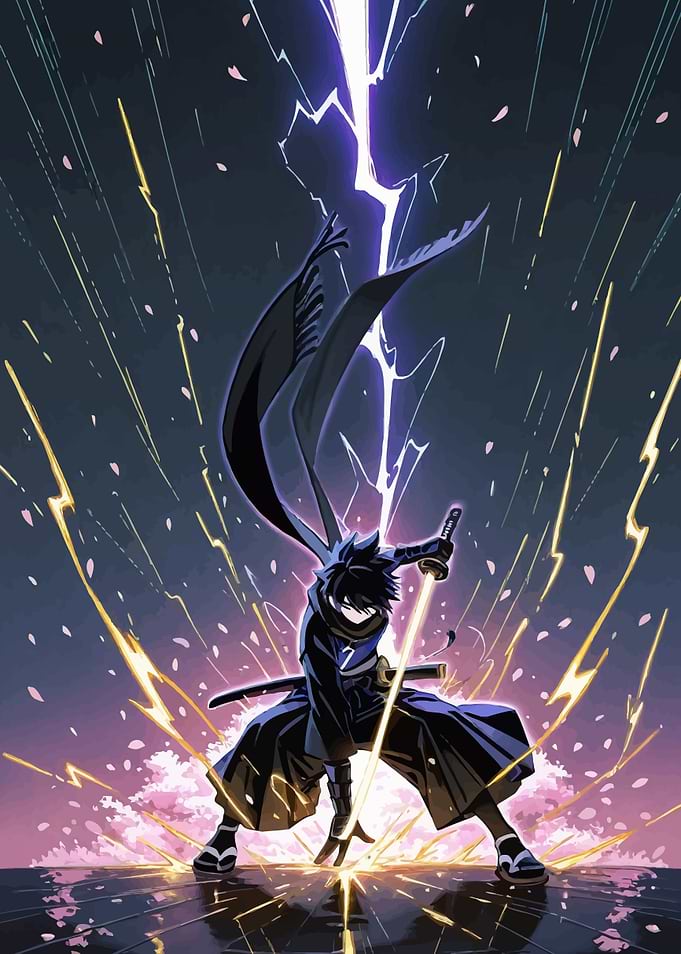Anime Samurai with Lightning