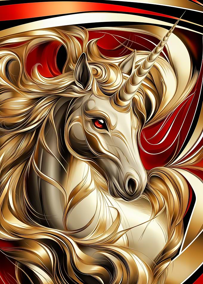 Golden Unicorn Portrait