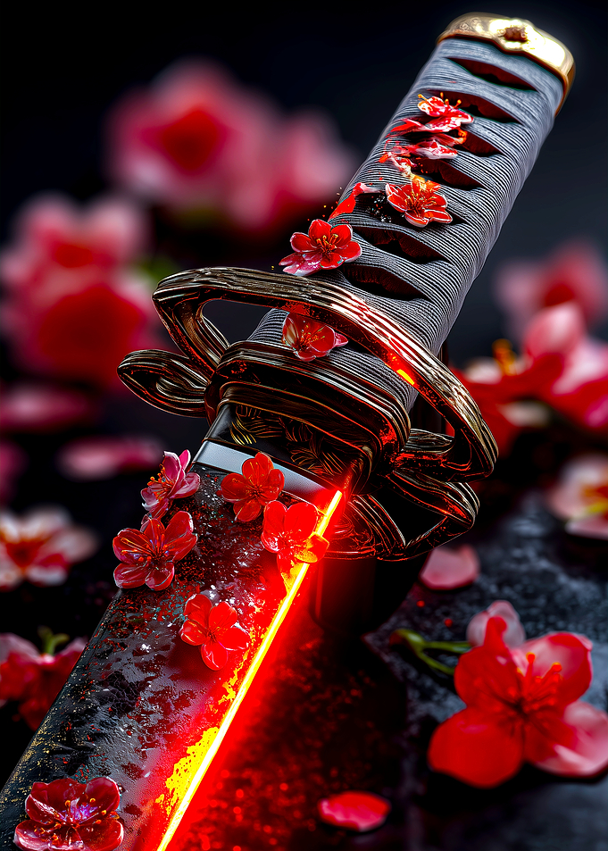 Samurai Sword with Cherry Blossoms