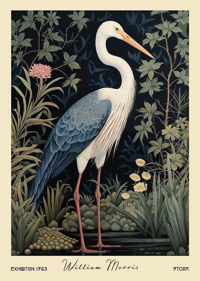 William Morris Stork Floral Botanical