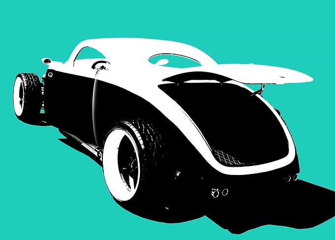 Black and White Hot Rod