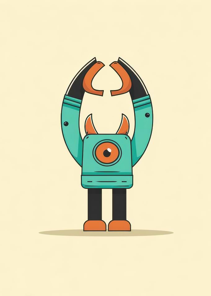 One-Eyed Robot Illustration