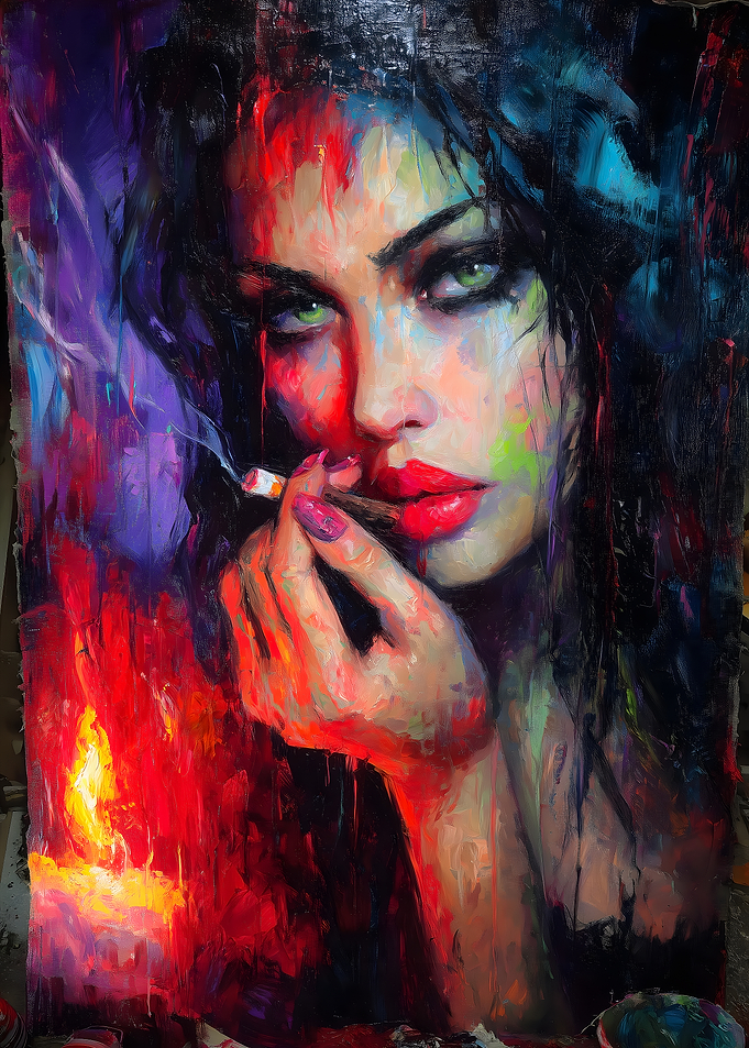 Woman Smoking with Candle