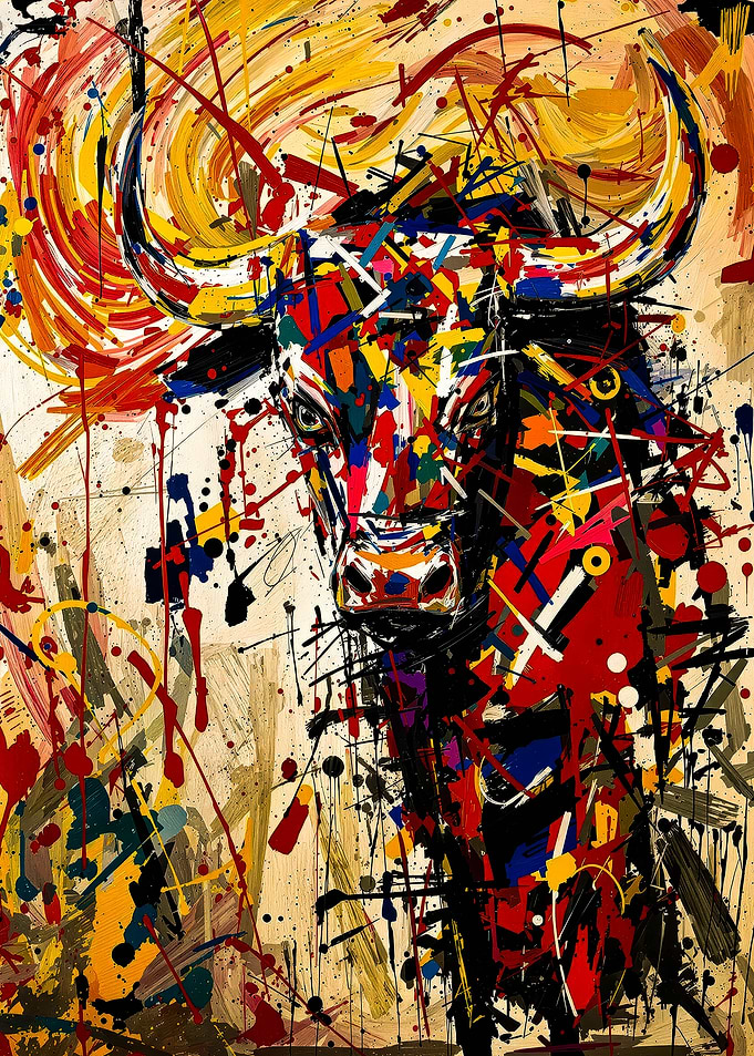 Abstract Bull Painting