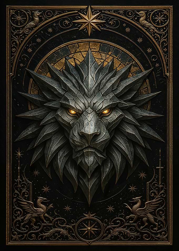 Spiked Lion Head – Royal Gothic Beast Poster