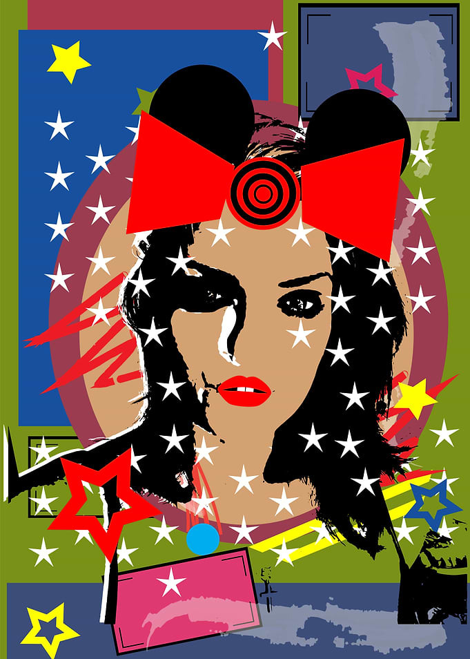 Pop Art Girl with Stars