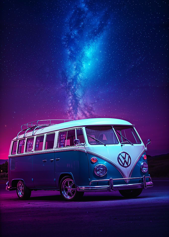 VW Van Under Milky Way