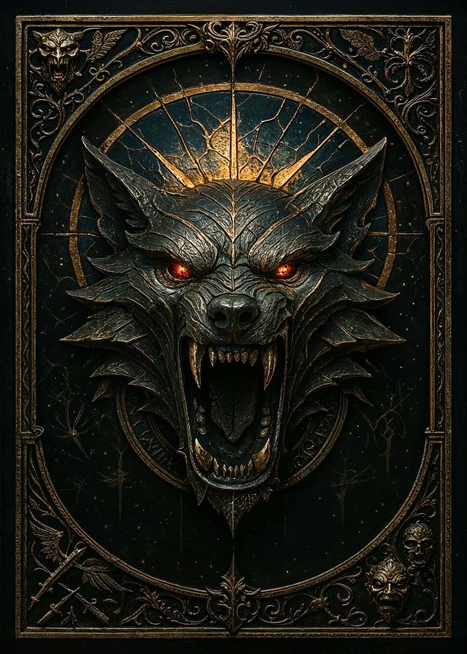 Black Wolf Head – Gothic Metal Fantasy Poster
