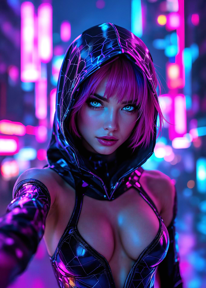 Cyberpunk Woman in Neon City