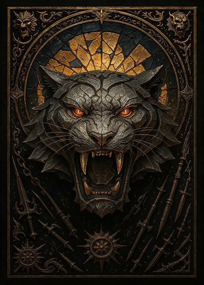 Roaring Tiger – Gothic Metal Fantasy Beast Poster