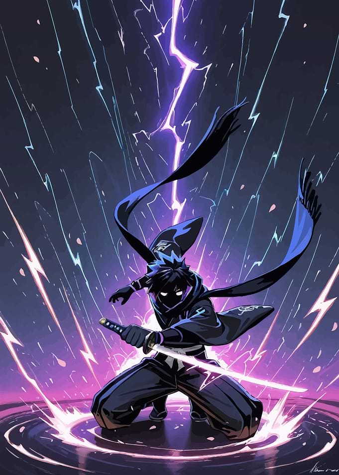 Anime Samurai with Lightning