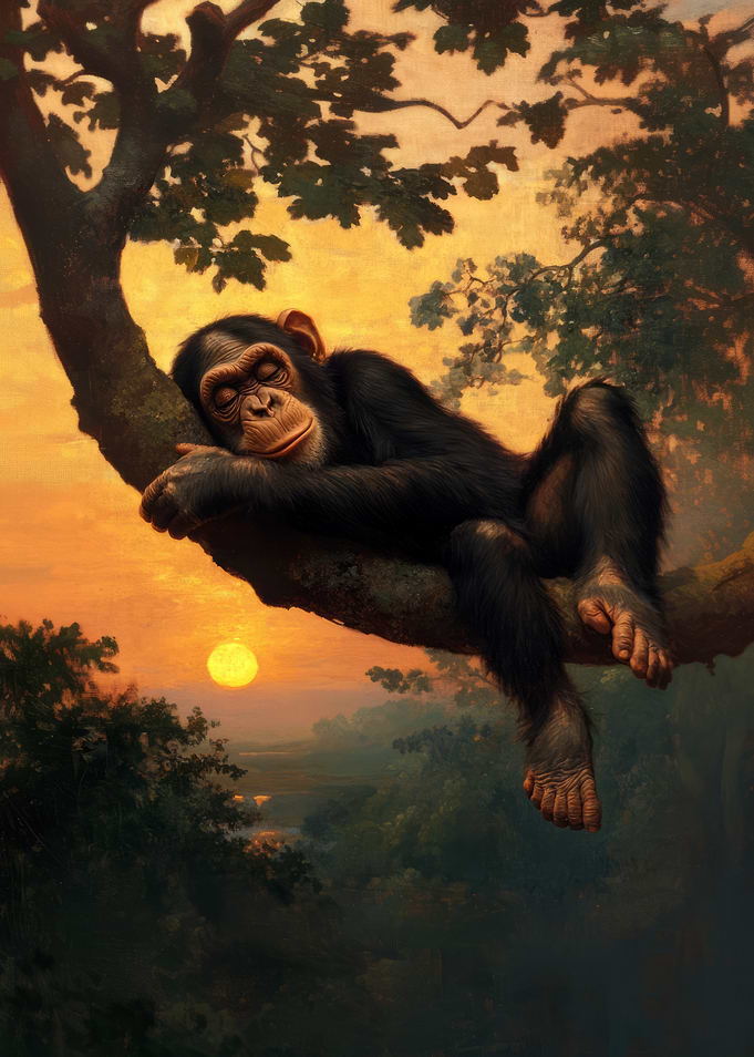 Chimpanzee Sunset Slumber