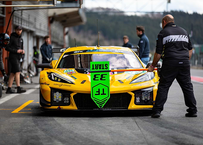 Yellow Race Car at Start Line