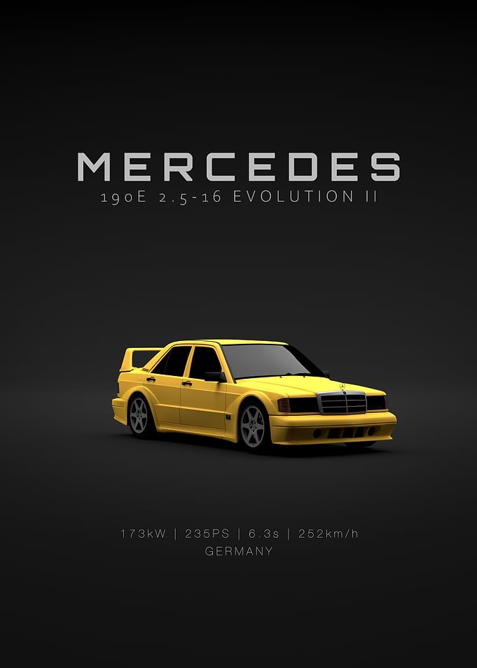 Mercedes-Benz 190E EVO II - Yellow - Front Specs