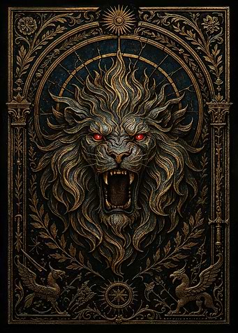 Roaring Lion Head – Gothic Demon Beast Poster