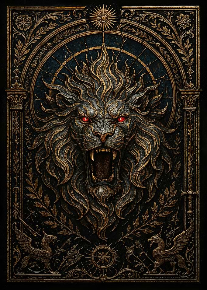 Roaring Lion Head – Gothic Demon Beast Poster