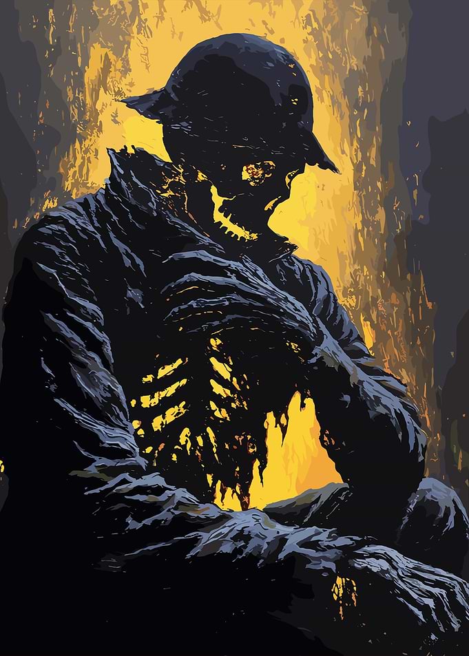 Skeleton Soldier in Flames
