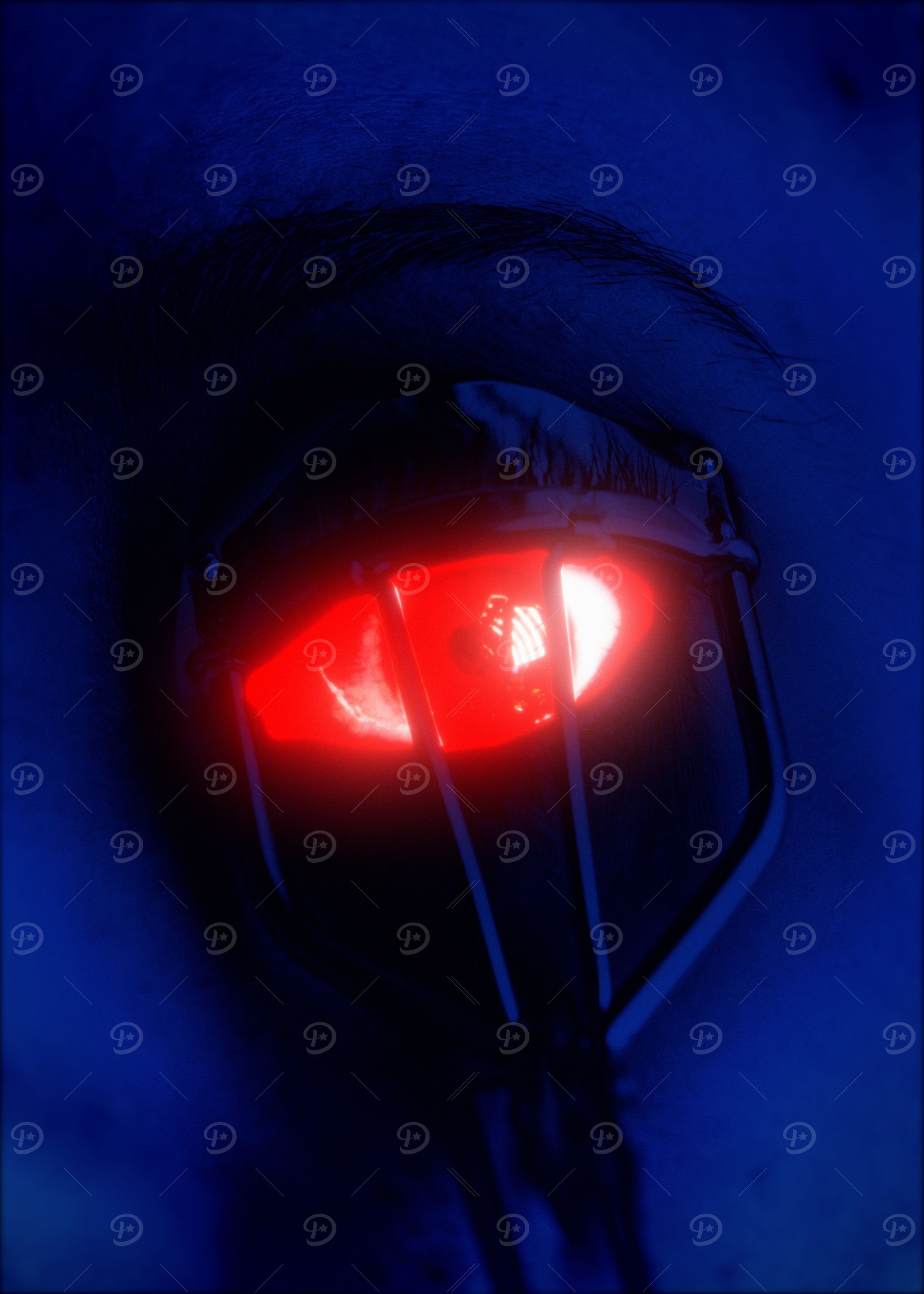 Captive Cosmic Gaze: Red Eye & Stellar Cage