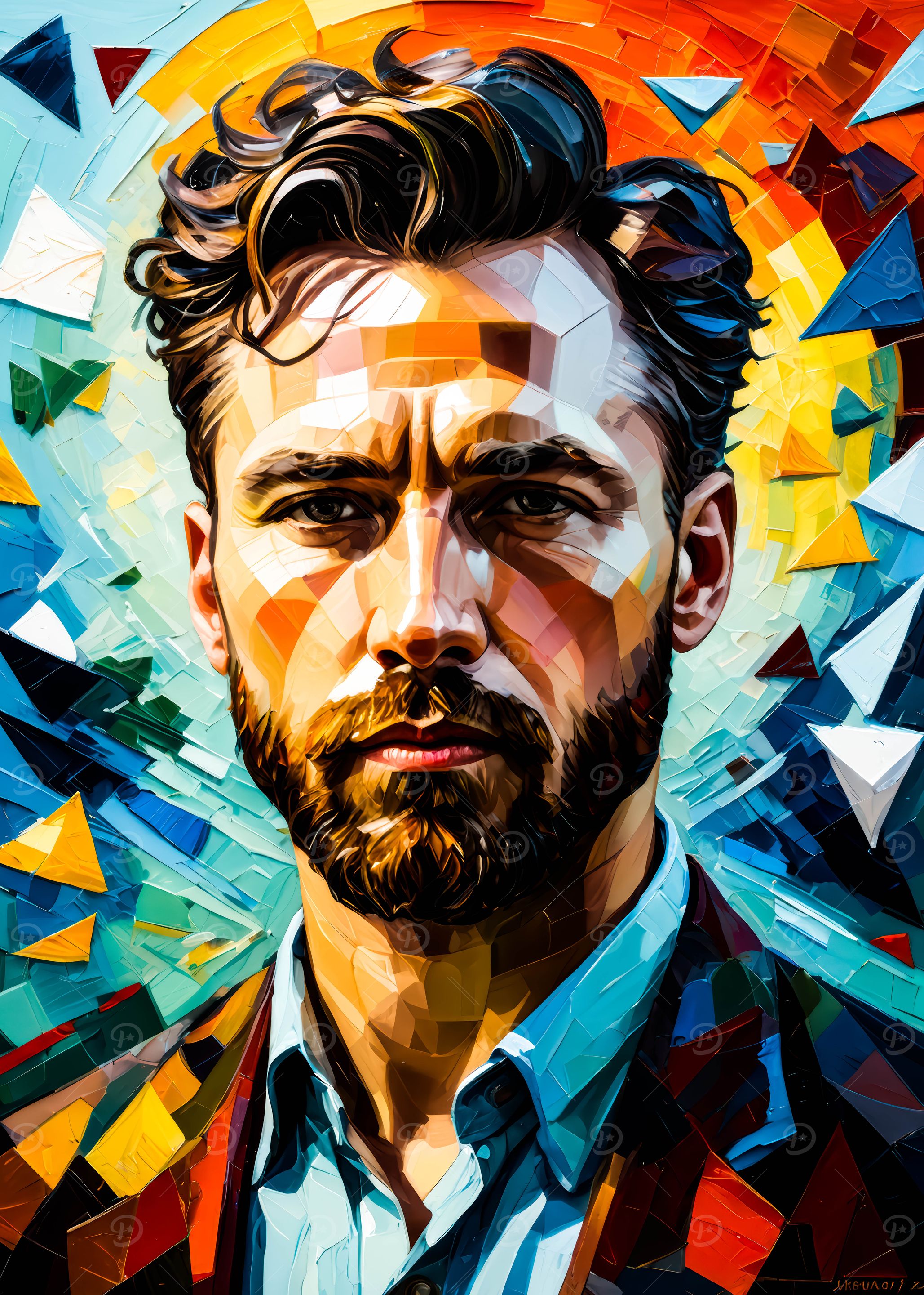 Man with Geometric Background