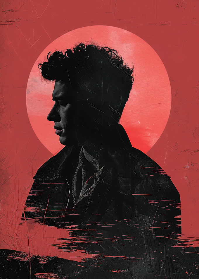 Silhouette Man Red Background