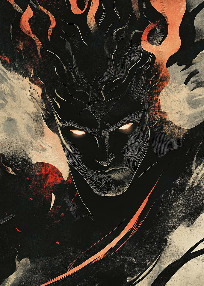 Dark Figure with Flames