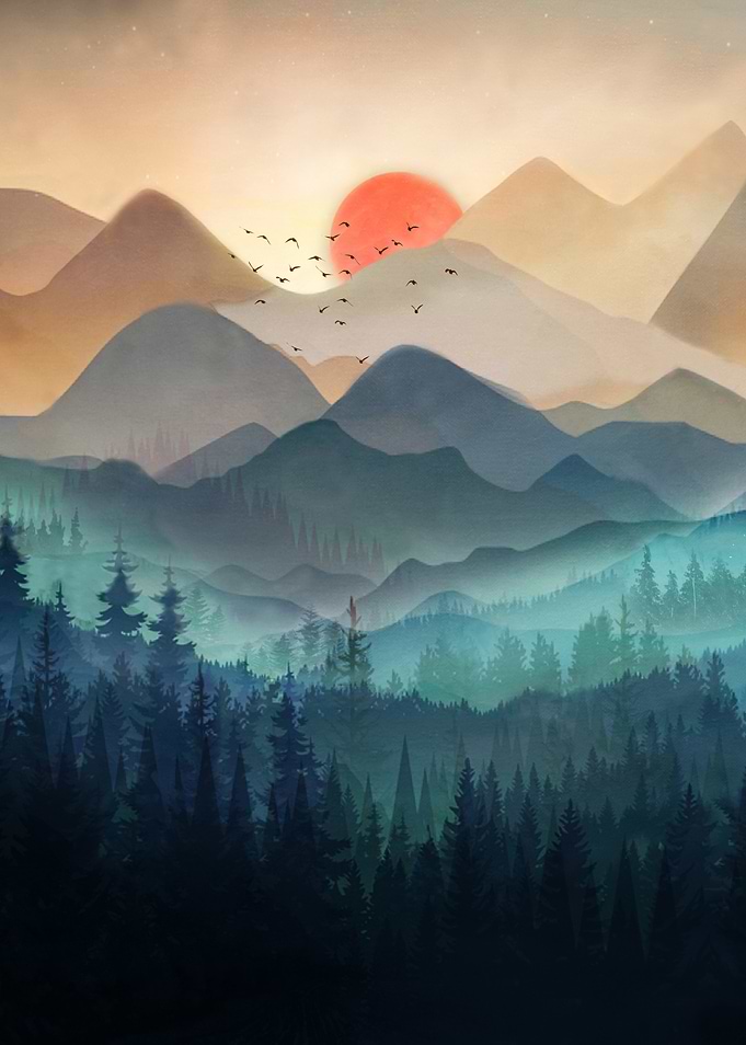 Mountain Sunset Landscape