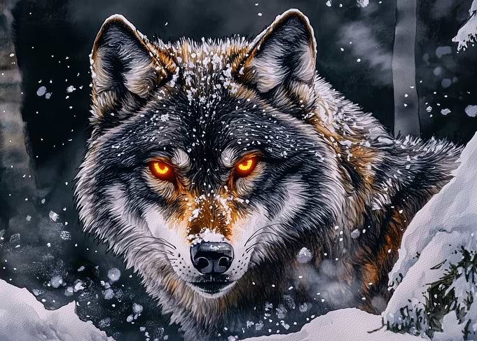 Wolf with Fiery Eyes