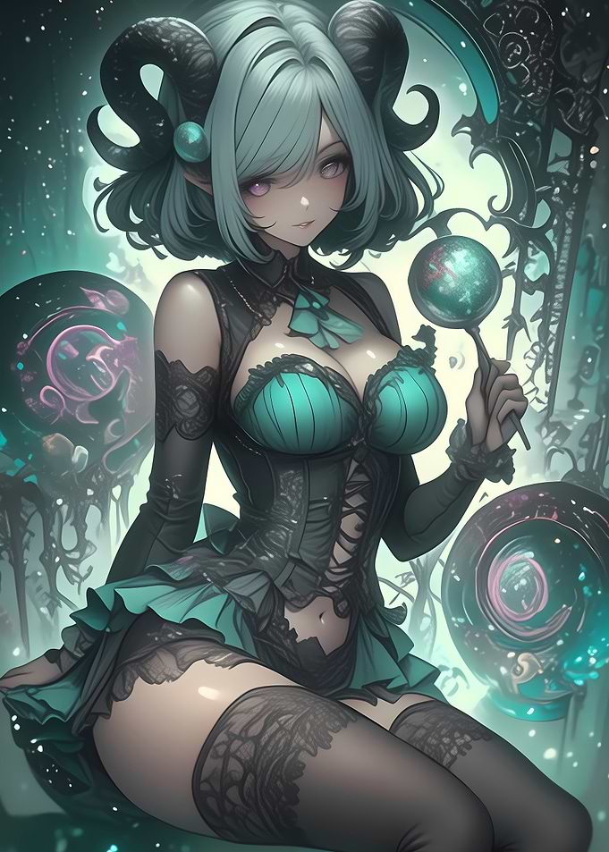 Anime Girl with Horns Gaming