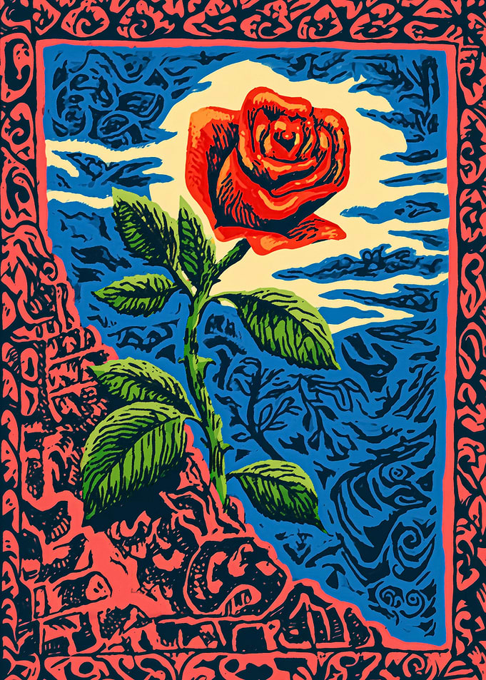 Abstract Rose Print