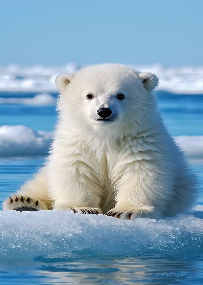 Polar Bear Cub on Ice Floe