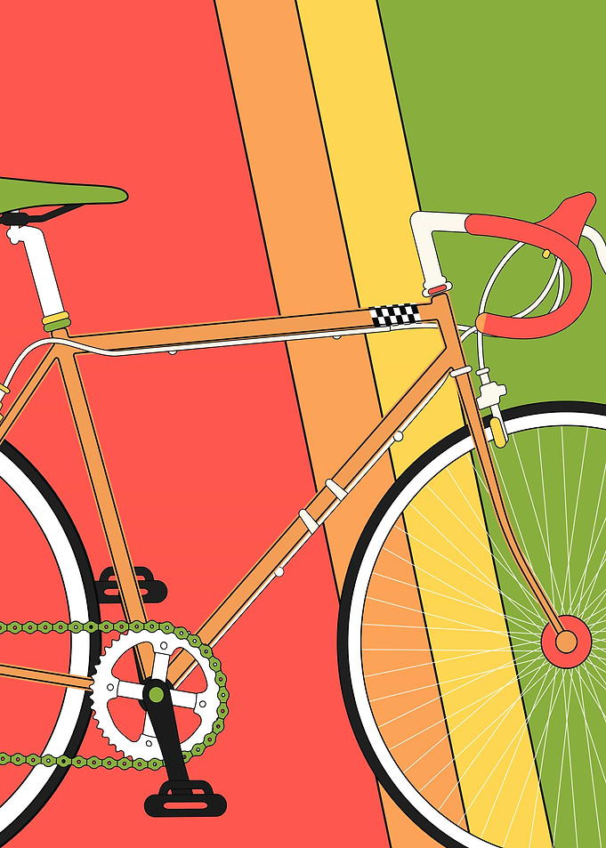 Retro Bicycle Illustration Colorful