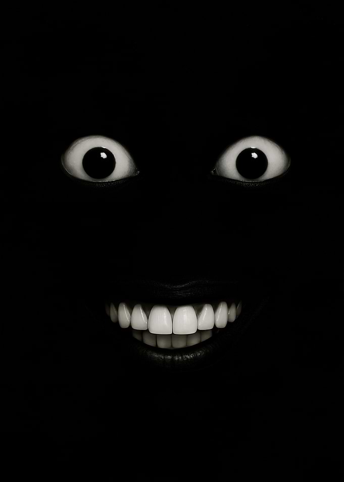 Laughing in the Dark Meme Poster – Creepy Eyes and Teeth