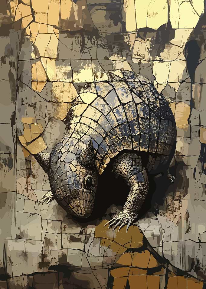 Armored Armadillo on Stone