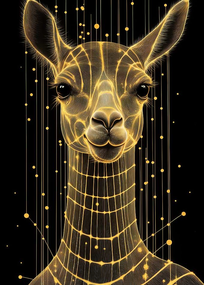 Golden Llama Portrait Animal