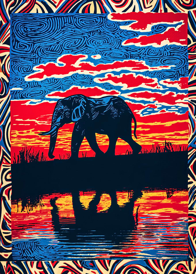 Abstract Elephant Sunset