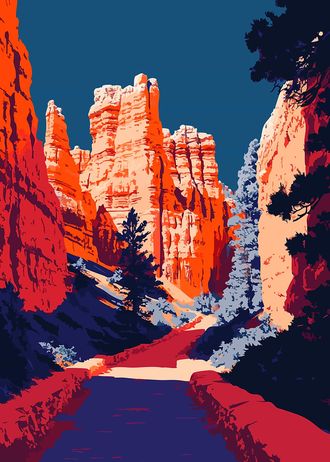 Bryce Canyon Path Minimalist Art Illustration