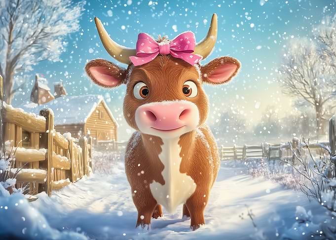 Cute Cow in Winter