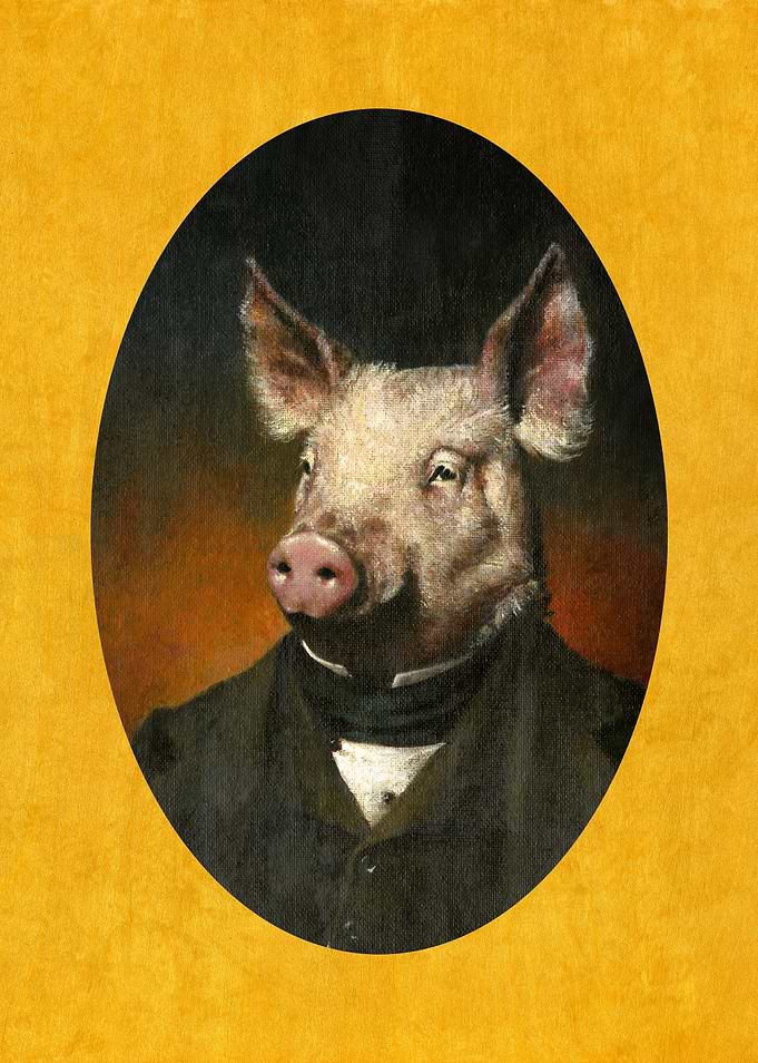 Victorian Gentleman Pig On Gold