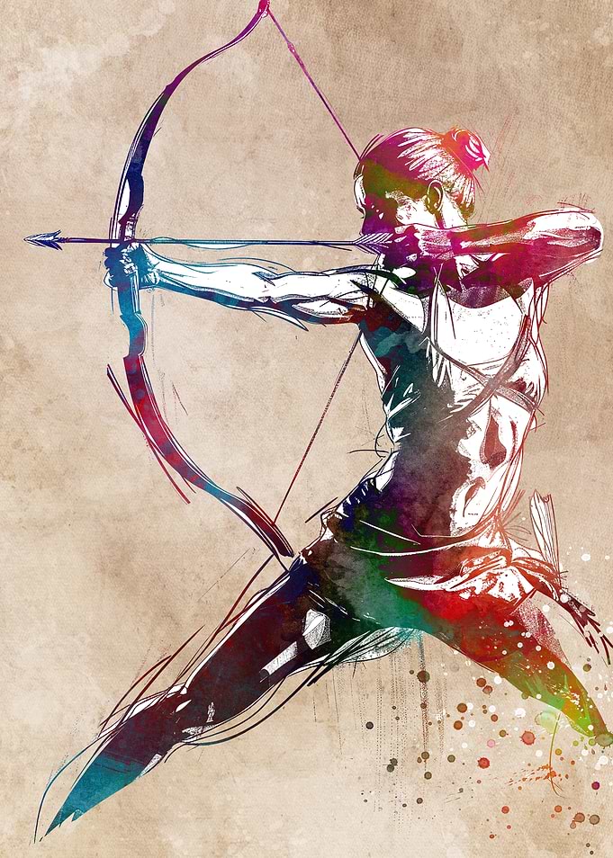 Female Archer Watercolor