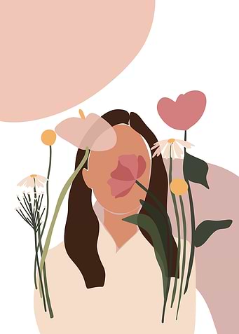 Abstract woman with Flowers