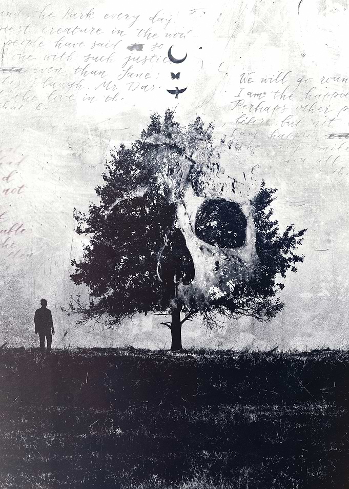 The Eternal Cycle – Surreal Monochrome Artwork of Life, Death, and Rebirth