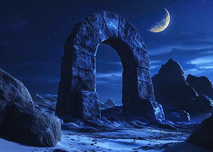 Stone Archway Under Night Sky
