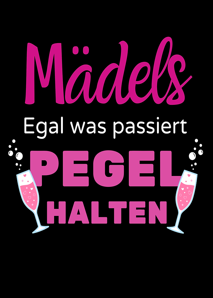 Funny German party quote with champagne glasses