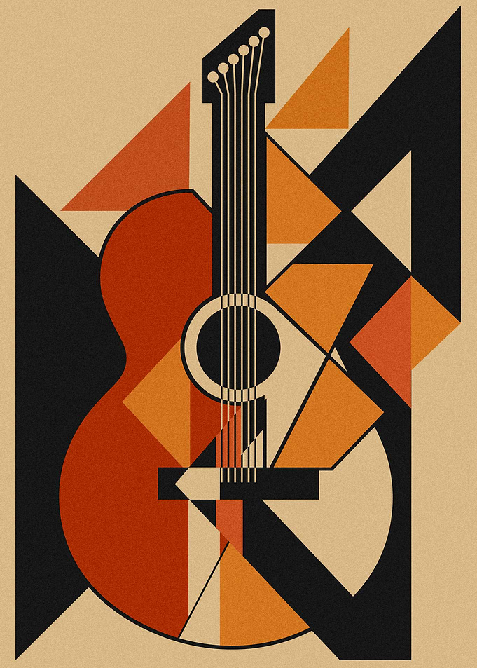 Geometric Guitar Art